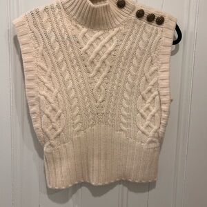 Veronica Beard Cream Cable Knit Sweater Vest